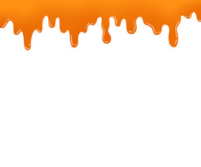 long orange juice splash, orange paint drip isolated