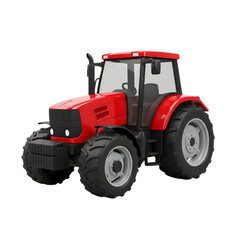 Obraz premium Red agricultural tractor isolated on transparent background