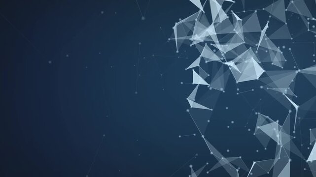 Abstract Plexus Triangle Network Animation Background with Digital Geometric Connection Concept