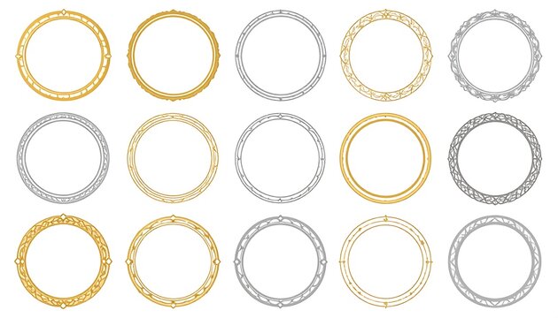 Collection of twenty ornate circular frames in gold and silver