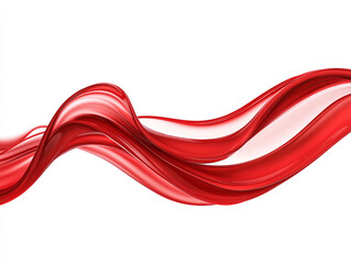 A vivid red liquid splashes and swirls, creating a dynamic wave against a white background.