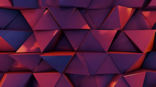 Abstract Low Poly Triangle Background with Dark Purple and Orange Gradient Texture