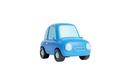 Cute blue toy car with a smooth surface evoking childhood imagination and transportation themes isolated on a white seamless backdrop