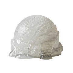 Obraz premium Translucent, gelatinous aloe vera sorbet scoop melting with viscous drips, glistening surface, isolated on transparent, studio lighting, concept of refreshing purity