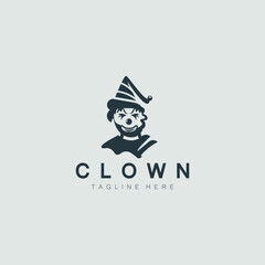 Clown logo template jester minimalist joker clown design