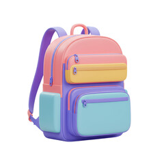 Colorful children s backpack isolated on transparent background