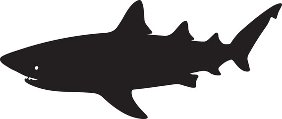Finback cat shark in silhouette white background.