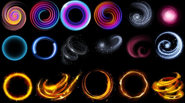 Gold, shimmer, swirl, flash, motion glowing magic trail PNG with transparent background. Perfect PNG Overlay for fantasy, celebration, or dynamic design effects. - Powered by Adobe