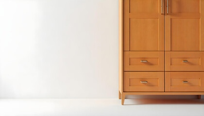 modern luxury wooden wardrobe isolated on white background
