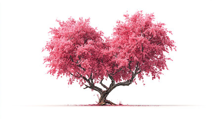 Obraz premium Valentine's Day heart-shaped tree isolated on a white background