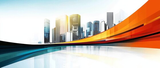 Vibrant colors depicting urban development themes.