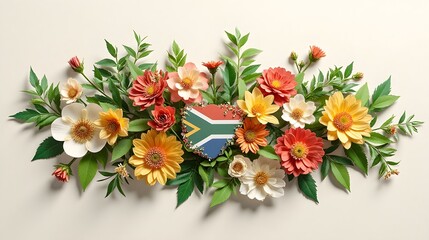 Papercut Floral South African Flag - National Women's Day
