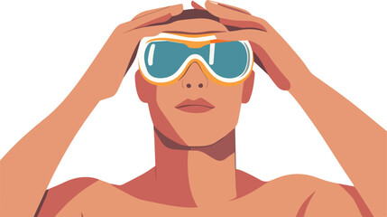 Portrait of a man adjusting his swimming goggles vector illustration isolated on white background concept for print web design banner poster sticker card and