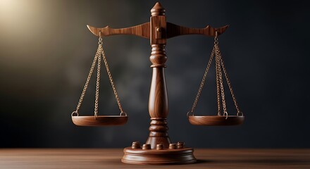 Elegant wooden justice scales symbolizing fairness and impartiality in law systems