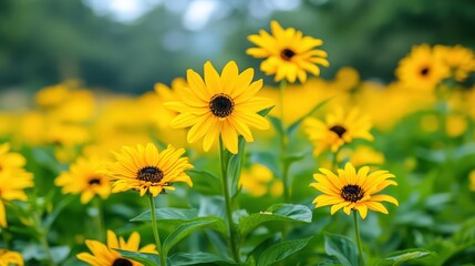 A field of blooming Black Eyed Sns stretching into