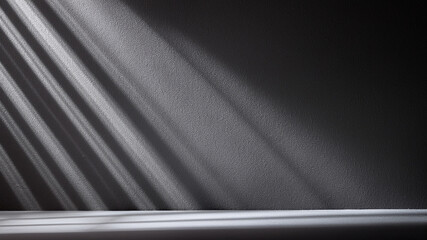 High contrast black and white wall with strong light and shadow play. Bold modern style.