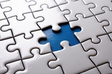 Fototapeta premium Discover the missing piece to complete your strategy, a perfect metaphor for business solutions and problem-solving
