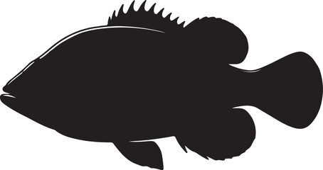  Gibberfish fish in silhouette white background.