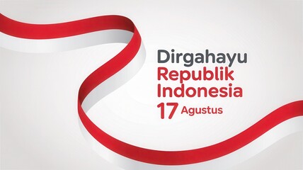 Obraz premium Indonesian Independence Day celebration design with elegant ribbon and patriotic colors, August 17th
