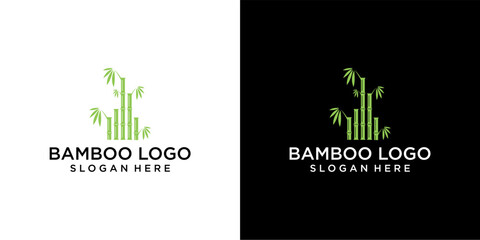 Bamboo Logo Design Template on White and Black Backgrounds
