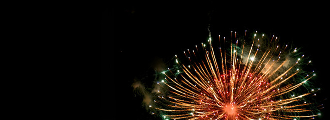 Banner Colorful vibrant Firework celebrate anniversary happy new year 2025, 4th of july national...