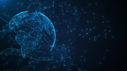 Digital globe global network connections blue technology background, artificial intelligence, data sharing, internet security in futuristic digital world map, big data, business trading, technology, - Powered by Adobe