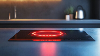 modern induction cooktop, product page mockup, kitchen appliance brochure, service banner, tech-focused advertisement, UI demo for smart appliances, promo material 