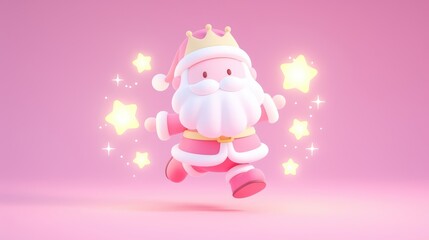 Cute white Christmas Santa Claus cartoon wearing a de
