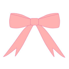Pink Ribbon Bow Vector Illustration | Cute Decorative Design
