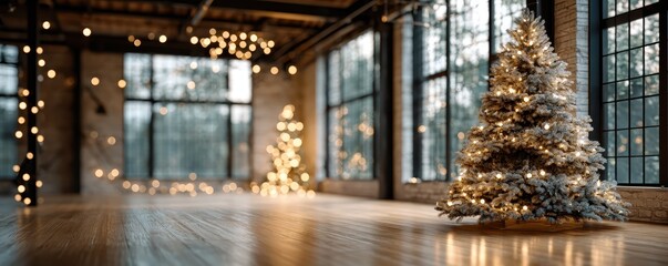 Fototapeta premium Christmas celebration indoor venue holiday decor cozy atmosphere