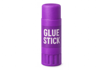 Purple glue stick positioned transparently, supporting creative work in crafting, learning, and professional environments