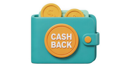 Naklejka premium Ai generated image of wallet with cash back symbol and coins isolated on transparent background
