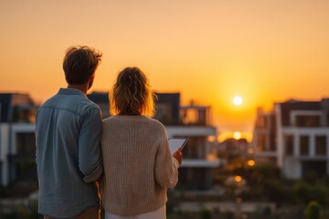 Couple at sunset urban love captured in modern home photography