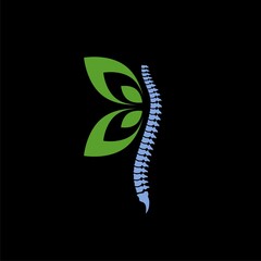 Human spine care icon isolated on black background