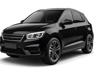 Naklejka premium Black SUV, front view