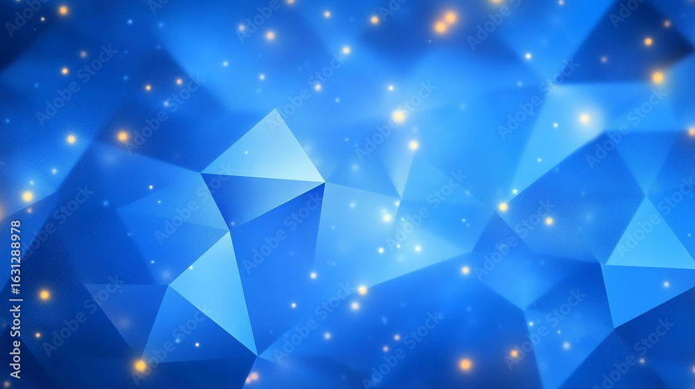 Wall mural digital rendering of blue-hued, faceted objects. a striking design with a play of light, shadow, and