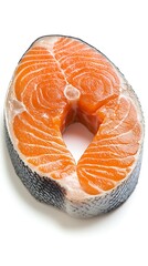 Circular Cut of Fresh Salmon with Orange Marbled Flesh