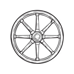Obraz premium wooden wheel silhouette, wheel silhouette icon, wheel vector silhouette, isolated wheel Vector,wheel Silhouette,wheel icon set, black wheel symbol for you,color Vector illustration, 