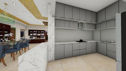 Modern Kitchen Interior Design with Dining Area