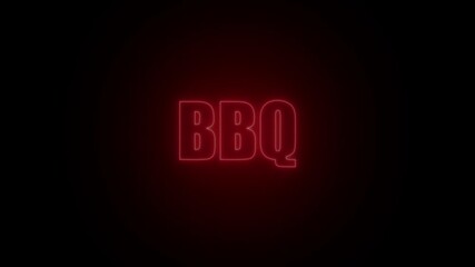 Red Neon Glow Text BQ on Black Background word lettering . 4k video