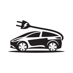 electric car vector silhouette clip art logo design illustration. modern car set collections