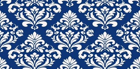 Seamless vintage damask pattern with intricate orname