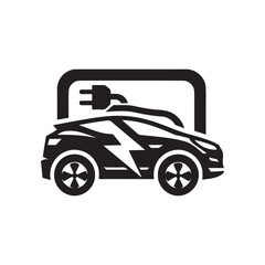 electric car vector silhouette clip art logo design illustration. modern car set collections