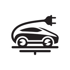 electric car vector silhouette clip art logo design illustration. modern car set collections