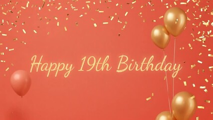 Gleaming golden text "Happy 15th" floats over a soft, flowing peach marble background suggesting celebration and milestone.