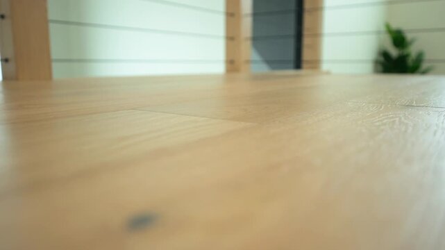 Element of the white Interior of house, wooden floor after the repair, Move camera