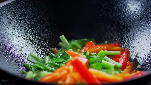 Colorful assorted vegetables dish preparation