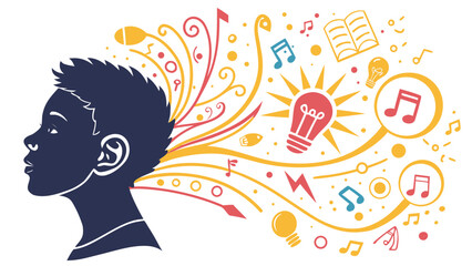 Creative Mind:  Abstract Illustration of Ideas, Inspiration, and Music