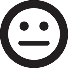 Silhouette neutral face emoji icon for mood, emotion, rating, feedback, or expression design elements.
