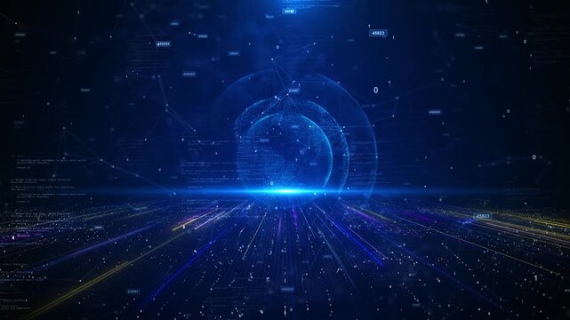 Glowing Blue Circular HUD Interface Sci-Fi Blue HUD Interface Background. Futuristic circular rings. digital presentations, graphics, virtual dashboards high-tech scenes, innovation science interfaces